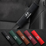 2pcs 21x6cm Hyundai Logo Suede Car Seat Safety Belt Pads Shoulder Protection Cover