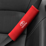 2pcs 21cm Toyota Logo Suede Car Seat Safety Belt Pads Shoulder Protection Cover