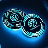 2pcs Volkswagen VW Logo Car Water Coasters 7-color LED Light Cup Mat Holder