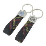 Volkswagen VW Logo Oxford Webbing Car Keychain Pendant Key Chain Holder