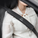 2pcs 33cm Mazda Logo Suede Car Seat Safety Belt Pads Shoulder Protection Cover