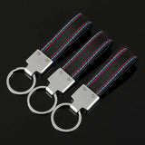 BMW M Power Car Logo Metal Leather Keychain Auto Key Ring Holder