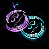 2pcs Infiniti Logo Car Water Coasters 7-color LED Light Cup Mat Holder