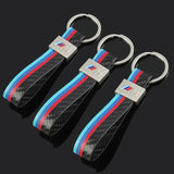 BMW M Power Metal Leather Car Keychain Pendant Auto Key Chain Holder