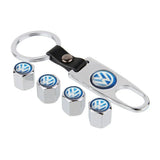 4pcs/set Volkswagen VW GTI S Racing Rline Logo Car Air Valve Stem Cap Auto Tyre Valve Covers with Keychain