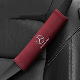 2pcs 21x6cm Mercedes Benz Suede Car Seat Safety Belt Pads Shoulder Protection Cover
