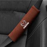 2pcs 21cm Mazda Logo Suede Car Seat Safety Belt Pads Shoulder Protection Cover