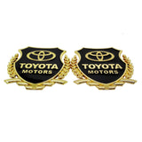 2PCS Toyota Metal Car Rear Sticker Shield Trunk Emblem Badge Decal