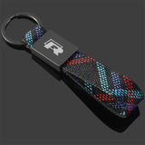 Volkswagen VW R Logo Oxford Webbing Car Keychain Pendant Key Chain Holder