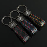 BMW Car Logo Metal Leather Keychain Key Ring Holder Pendant