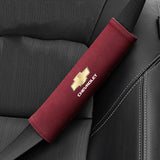 2pcs 21cm Chevrolet Logo Suede Car Seat Safety Belt Pads Shoulder Protection Cover