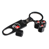 4pcs/set Toyota GR Car Air Valve Stem Cap Auto Tyre Valve Covers with Keychain