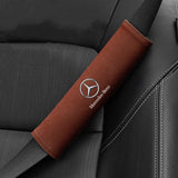 2pcs 21x6cm Mercedes Benz Suede Car Seat Safety Belt Pads Shoulder Protection Cover