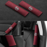 2pcs 21x6cm Nissan Logo Suede Car Seat Safety Belt Pads Shoulder Protection Cover