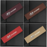 2pcs 21.5cm Hyundai Logo Suede Car Seat Safety Belt Pads Shoulder Protection Cover