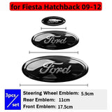 3pcs Stainless Steel Car Steering Wheel Sticker Auto Front Head Decal Rear Emblem Badge for Ford Edge L Ranger T8 T9 Explorer Tourneo Transit Fiesta MK4.5 EVOS Equator