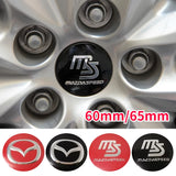 4pcs/set 60mm/65mm Mazda MS Mazdaspeed Car Wheel Center Hub Sticker Decal