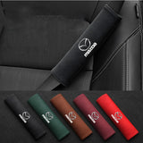 2pcs 21cm Mazda Logo Suede Car Seat Safety Belt Pads Shoulder Protection Cover