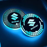 2pcs Suzuki Logo Car Water Coasters 7-color LED Light Cup Mat Holder