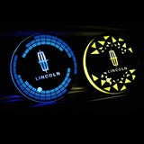 2pcs Lincoln Car Water Coasters 7-color LED Light Cup Mat Holder