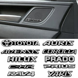 4pcs/set Toyota Rav4 Prado Corolla CHR Hilux Auris Avensis Prius YARIS Metal Car Stereo Sticker Auto Audio Emblem Decal
