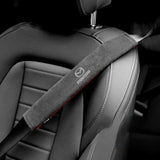 2pcs 32.5cm Mazda Logo Suede Car Seat Safety Belt Pads Shoulder Protection Cover