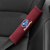 2pcs 21cm Subaru Logo Suede Car Seat Safety Belt Pads Shoulder Protection Cover