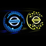 2pcs Nissan Logo Car Water Coasters 7-color LED Light Cup Mat Holder