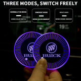 2pcs Buick Logo Car Water Coasters 7-color LED Light Cup Mat Holder