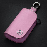 Leather Car Logo Keychain Cover Case Key Bag for W203 W205 W204 W210 W211 W212 W124 G500 C200 E320 CLA CLK CLS SLK SLS