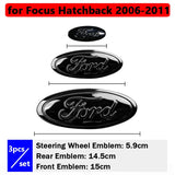 3pcs Stainless Steel Car Steering Wheel Sticker Auto Front Head Decal Rear Emblem Badge for Ford Edge Escape ST Line Explorer Territory Mondeo TAURUS Focus