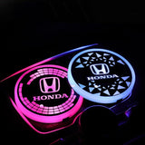 2pcs Honda Logo Car Water Coasters 7-color LED Light Cup Mat Holder