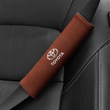 2pcs 21cm Toyota Logo Suede Car Seat Safety Belt Pads Shoulder Protection Cover