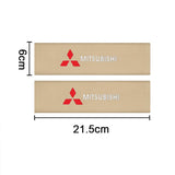2pcs 21.5cm Mitsubishi Logo Suede Car Seat Safety Belt Pads Shoulder Protection Cover