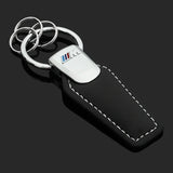 BMW M Power Car Logo Leather Keychain Key Ring Pendant