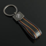 BMW Car Logo Metal Leather Keychain Key Ring Holder Pendant