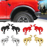 3pcs/set Ford Bronco Horse Logo Metal Car Rear Sticker Auto Body Side Fender Emblem Badge Decal