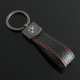 BMW Car Logo Metal Leather Keychain Key Ring Holder Pendant