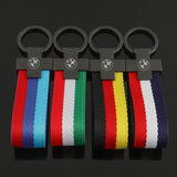 BMW Nylon Webbing Car Keychian Metal Key Ring Holder