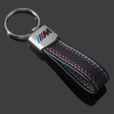 BMW M Power Car Logo Metal Leather Keyring Pendant Key Ring Keychain