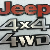 Jeep 4x4 4WD Logo Metal Car Rear Sticker Decal Auto Body Fender Side Emblem Badge