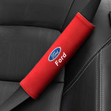 2pcs 21cm Ford Logo Suede Car Seat Safety Belt Pads Shoulder Protection Cover