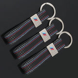 BMW M Power Car Logo Metal Leather Keyring Pendant Key Ring Keychain