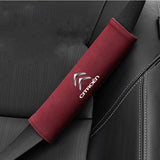 2pcs 21cm Citroen Logo Suede Car Seat Safety Belt Pads Shoulder Protection Cover