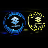 2pcs Suzuki Logo Car Water Coasters 7-color LED Light Cup Mat Holder