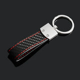 Mercedes Benz AMG Logo Metal Car Keychain Carbon Leather Keyring Pendant