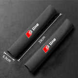 2pcs 33cm Audi Sline Logo Suede Car Seat Safety Belt Pads Shoulder Protection Cover