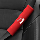 2pcs 21x6cm Audi Sline Logo Suede Car Seat Safety Belt Pads Shoulder Protection Cover