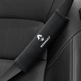 2pcs 21x6cm Renault Logo Suede Car Seat Safety Belt Pads Shoulder Protection Cover