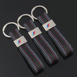 BMW M Power Car Logo Metal Leather Keyring Pendant Key Ring Keychain